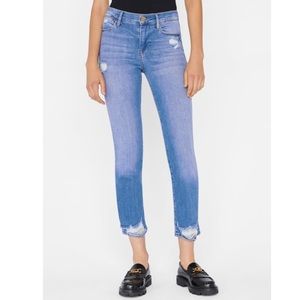 FRAME Le High Straight Jeans in Laskey Rips Size 29